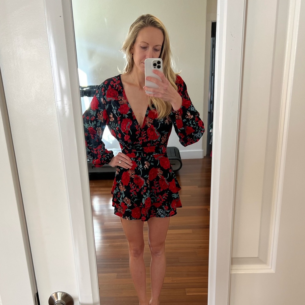 Revolve Red and Black Romper